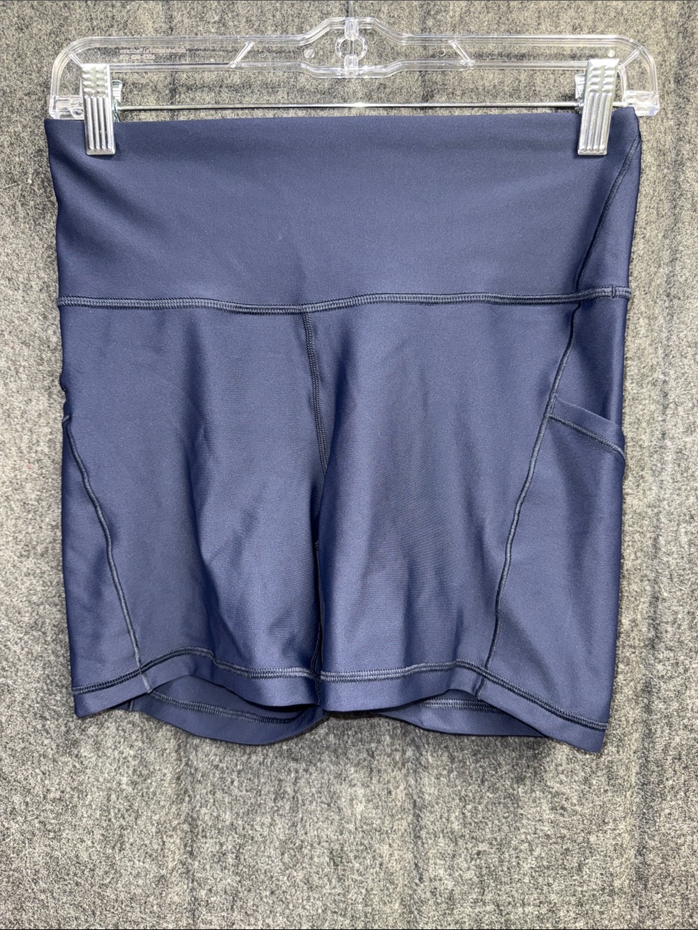 Athleta Navy High-Waist Bike Shorts with Side Pocket